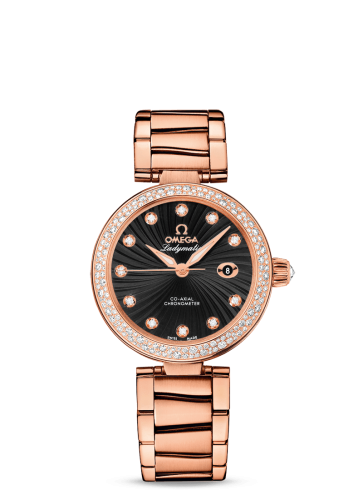 Omega LadyMatic Co-Axial 34 Red Gold / Diamond / Black / Bracelet